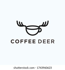 coffee deer logo design vector illustration on white background