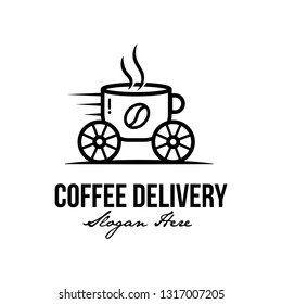 Coffee delivery or catering with carriage logo template