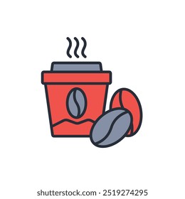 Icono de la entrega del café. Vector. Movimiento editable. signo de estilo lineal para el uso Diseño web, logotipo. Ilustración de símbolo.