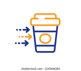 Coffee delivery line icon. Soft drink sign. Catering service symbol. Colorful thin line outline concept. Linear style coffee delivery icon. Editable stroke. Vector