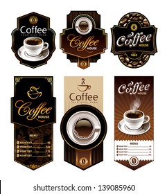 Coffee design banners. Menu and brand labels templates. Vector illustration.