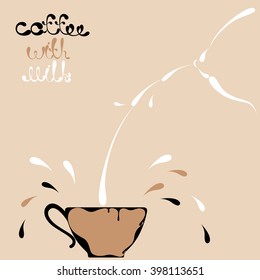Coffee design. cup of coffee with text. 