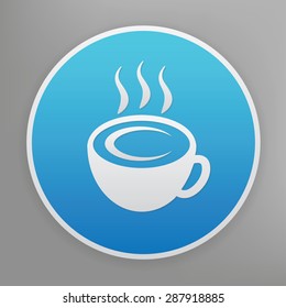 Coffee design icon on blue button,clean vector