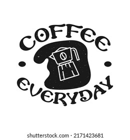 Kaffeedesign-Illustration mit Textkaffee täglich