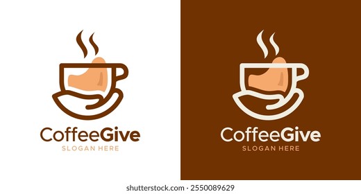 Logotipo de diseño de café con icono de Vector de diseño de mano