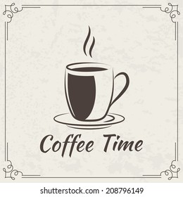 Coffee design with old vintage frame 