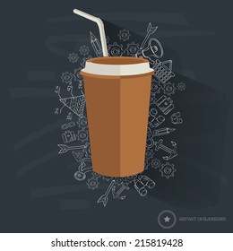 Coffee design on blackboard background,clean vector