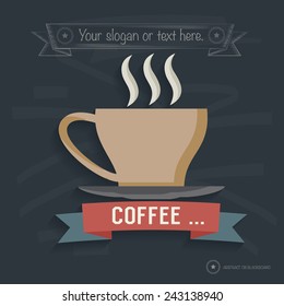 Coffee design on blackboard background,clean vector