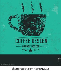 Coffee design on green background,grunge vector