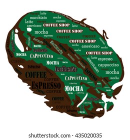 Coffee design on a green brown background illustration