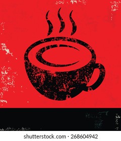 Coffee design on red background,grunge vector