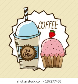 Coffee design  over beige background, vector illustration