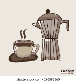 Coffee design over beige background, vector illustration
