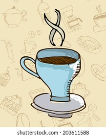 Coffee design over beige background, vector illustration