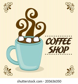Coffee design over beige background, vector illustration