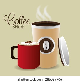 Coffee design over beige background, vector illustration.