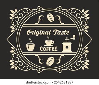 Coffee design over black background, vector illustration.

