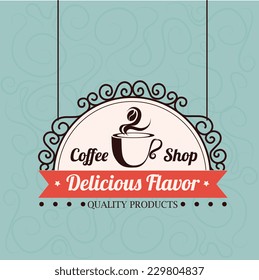 Coffee design over blue background, vector illustration