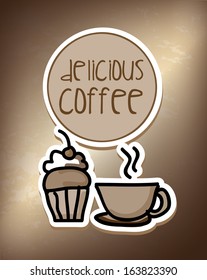 coffee design over bronze  background vector illustration