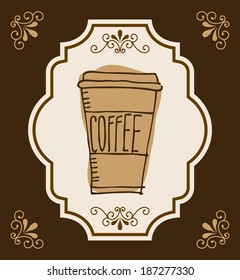 Coffee design  over brown background, vector illustration