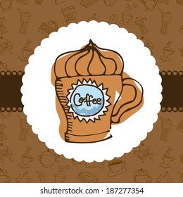 Coffee design  over brown background, vector illustration