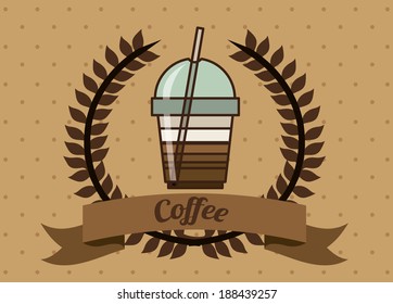 Coffee design over brown background, vector illustration