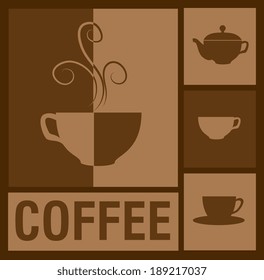 Coffee design over brown background, vector illustration