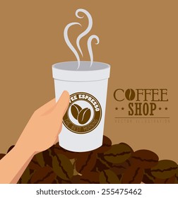 Coffee design over brown background, vector illustration.