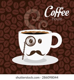 Coffee design over brown background, vector illustration.