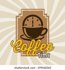 Coffee design over brown stripes background, vector illustration