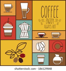 Coffee design over colorful background, vector illustration