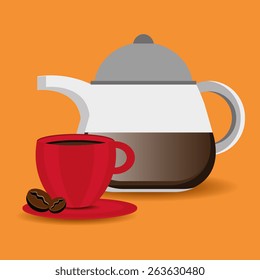 Coffee design over orange background, vector illustration.