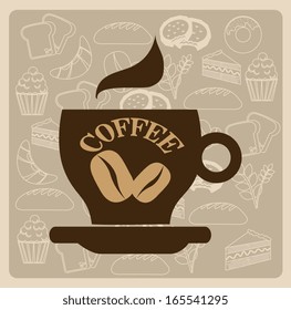coffee design over pattern background vector illustration 