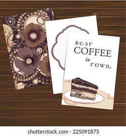Coffee design set with seamless pattern. Vector. Eps 10.