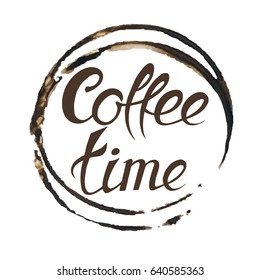 Coffee design template, ring stain for cafe card, logo, list, menu.