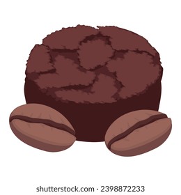 Coffee dessert icon isometric vector. Homemade dark sponge cake and coffee bean. Dessert, food concept