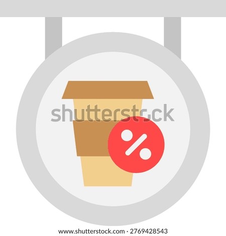 Coffee Discount Signboard Vector Icon