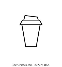 Coffee in Disposable Cup Simple Minimalistic Outline Icon. Suitable for books, stores, shops. Editable stroke in minimalistic outline style. Symbol for design 