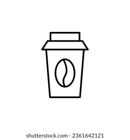 Coffee in Disposable Cup Vector Line Icon for Adverts. Suitable for books, stores, shops. Editable stroke in minimalistic outline style. Symbol for design 