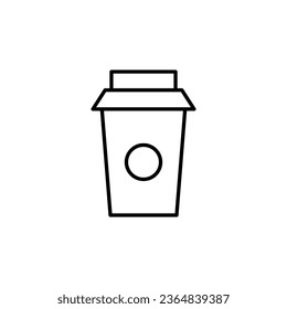 Coffee in Disposable Cup Vector Line Icon. Suitable for books, stores, shops. Editable stroke in minimalistic outline style. Symbol for design 