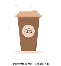 coffee in a disposable glass with you.Flat Vector illustration