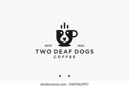 coffee with dog logo design vector silhouette illustration