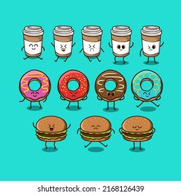Coffee, Donnut, burger set element design with vector file EPS8