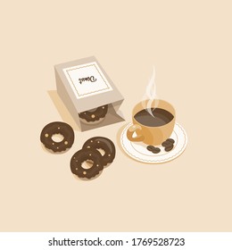 coffee donut breakfast food illustration