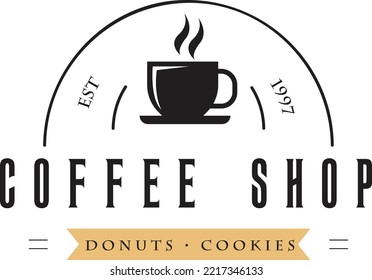 coffee and donut cookies logo design vector template.eps
