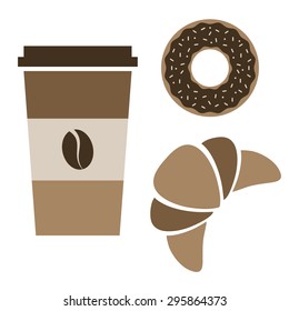 coffee, donut and croissant