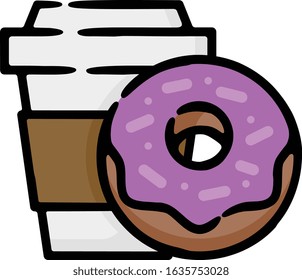 Coffee And Donut Doodle Sketch Icon