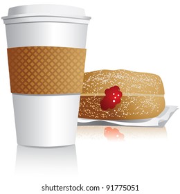 Coffee and donut to go EPS 8 vector, grouped for easy editing.