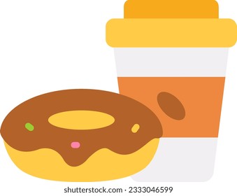 Coffee with Donut Icon image. Suitable for mobile application.
