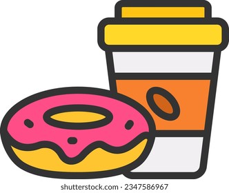 Coffee with Donut Icon image. Suitable for mobile application.